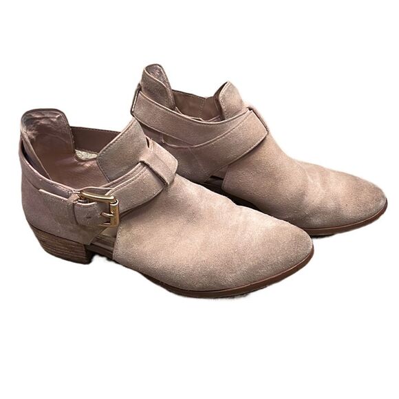 Michael Kors Women’s 6.5 Suede Nude Open Ankle Booties - Picture 1 of 15